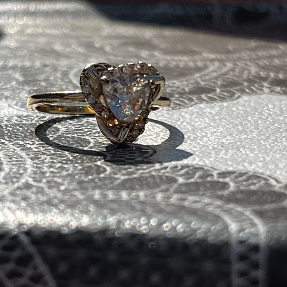 Elegant Gold triangle Ring with Clear Stone